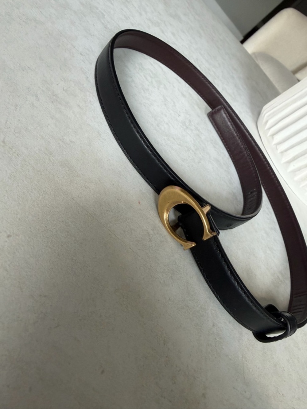 Coach Black Leather Belt with Gold Signature Buckle